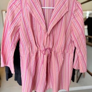 Holiday Striped Maternity Blouse Size Small